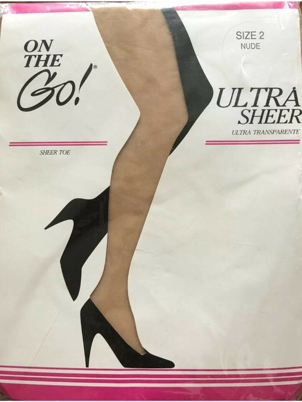 (1) Pair Vintage On the Go! Pantyhose Ultra Sheer Toe Size 2 Nude OYG-1